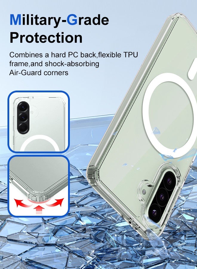 Tersely Clear Magnetic Case for Samsung Galaxy A56/A36 5G 2025, Transparent Cover Compatible with MagSafe, Hard Back Slim Shockproof Bumper, Support Wireless Charging - Image 3