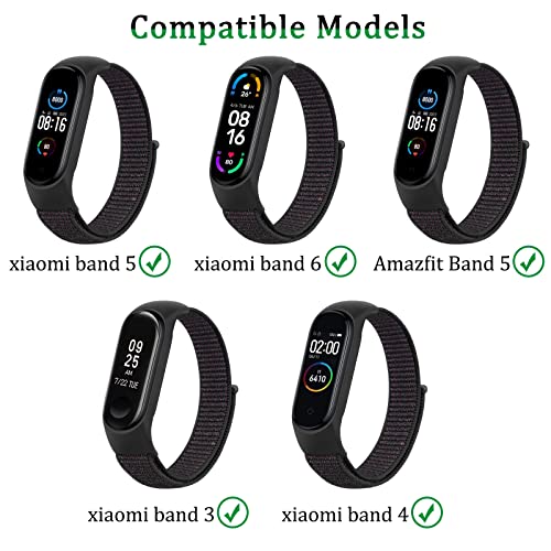 Tobfit Nylon Strap Compatible for Xiaomi Band 3/4 / 5/6 / Amazfit Band 5 (Watch Not Included), Removable Sport Belt for Men and Women (Black), 24 mm - Image 3