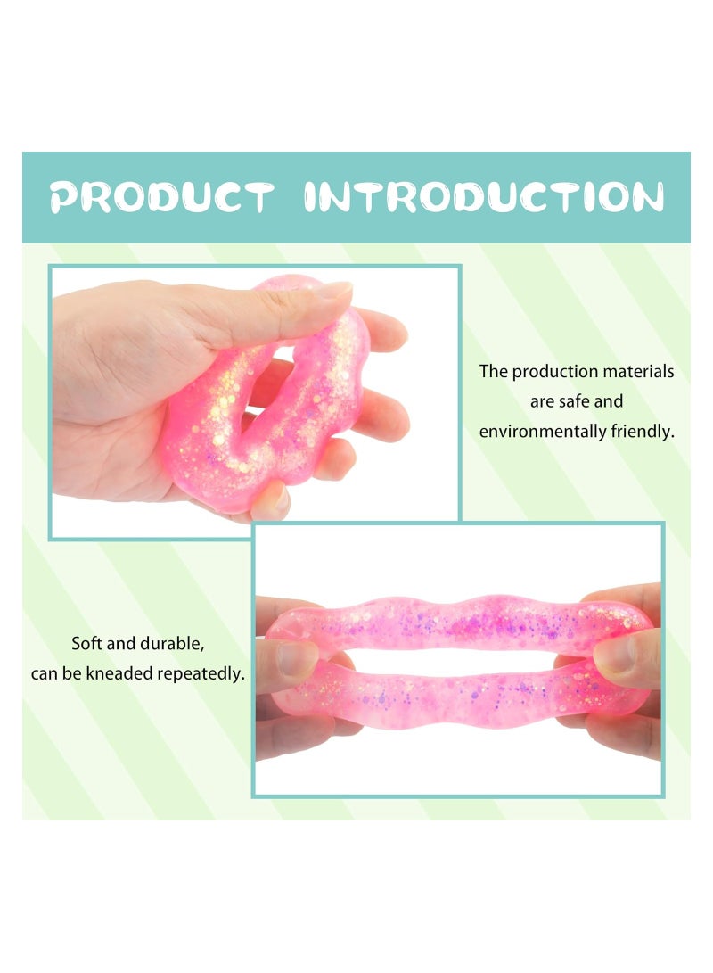 Zikra Wearable Stress Relief Toys, 2 Pack Donut Squishy Stress Relief Toys, Crystal Glitter Bracelet Soft Fidget Toys, Kids Party Favors, Classroom Rewards, Goody Bag Stuffers, for All People of All Ages - Image 4