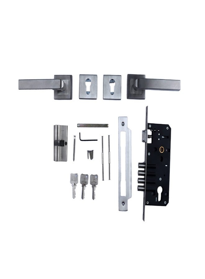 Crust Sirus Premium Rose Mortise Door Lock Handle Set/Mortise Lock with Brass Lock Body and 60 mm Brass Cylinder Set with 3 Brass Computer Keys (Both Side Key) - Image 4