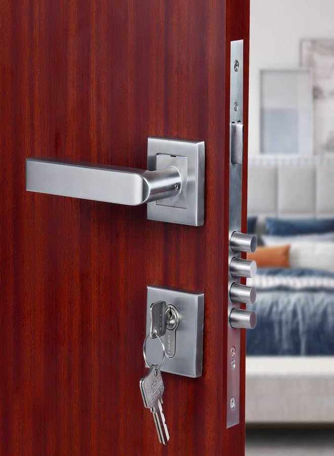 Crust Sirus Premium Rose Mortise Door Lock Handle Set/Mortise Lock with Brass Lock Body and 60 mm Brass Cylinder Set with 3 Brass Computer Keys (Both Side Key) - Image 1