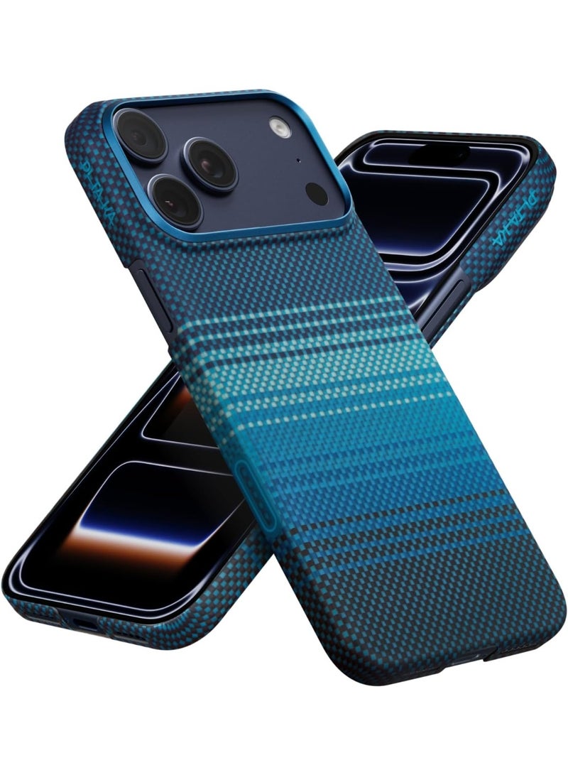 PITAKA حافظة بيتاكا لجهاز آيفون 17 برو ماكس 6.9" مع زر التحكم في الكاميرا، متوافقة مع ماغسيف، حافظة فائقة النحافة مع شعور بدون حافظة، مصنوعة من ألياف الأراميد 1500D، شروق القمر - Image 1