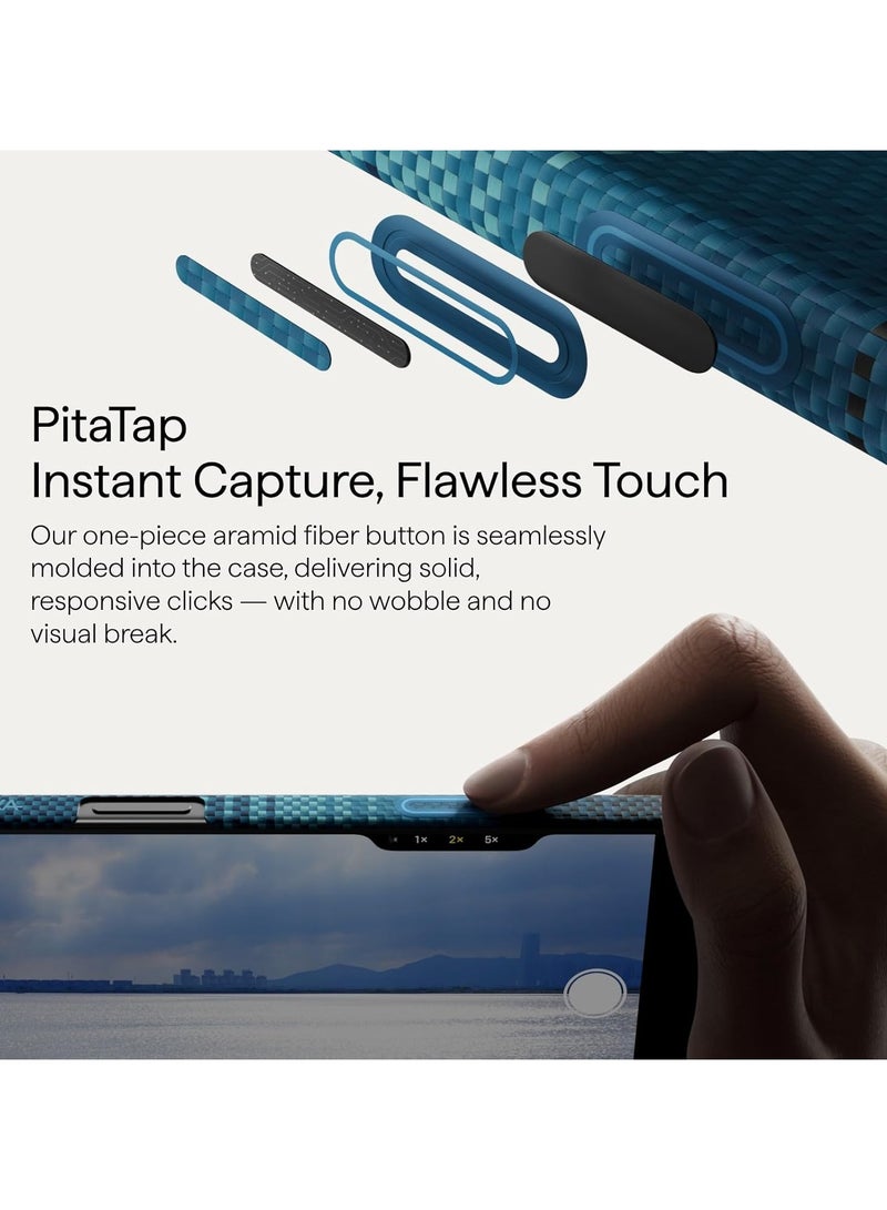 PITAKA حافظة بيتاكا لجهاز آيفون 17 برو ماكس 6.9" مع زر التحكم في الكاميرا، متوافقة مع ماغسيف، حافظة فائقة النحافة مع شعور بدون حافظة، مصنوعة من ألياف الأراميد 1500D، شروق القمر - Image 5