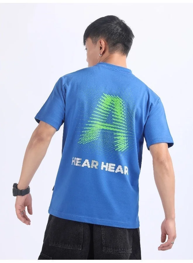 Beyoung Blue 3D Illusion Rubber Printed T-Shirt