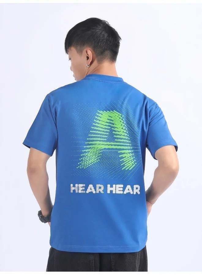 Beyoung Blue 3D Illusion Rubber Printed T-Shirt