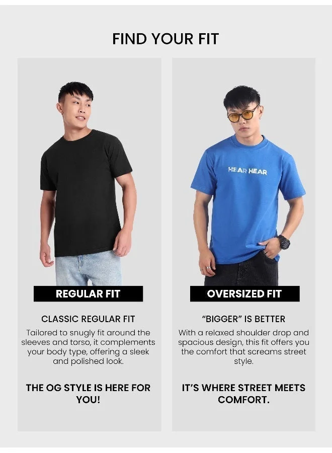 Beyoung Blue 3D Illusion Rubber Printed T-Shirt