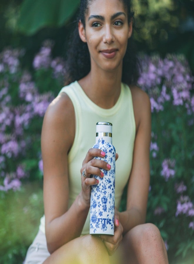 RTIC 20oz Journey Water Bottle Ceramic Lined Metal Stainless Steel Vacuum Insulated, BPA Free, Reusable, for Water, Hot and Cold Drinks, Travel, Sports, Camping, Blue Bouquet - Image 5