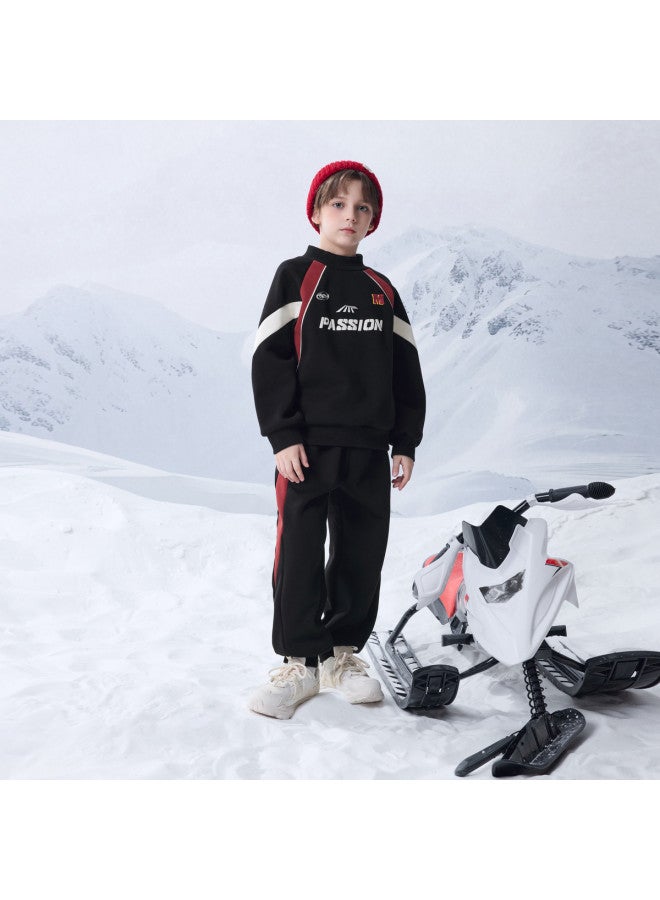 مكد [top + Pants] مجموعة ملابس رياضية بأسلوب مدرسي للصبيان في فصل الشتاء هودي وبنطلون تدريب - Image 5