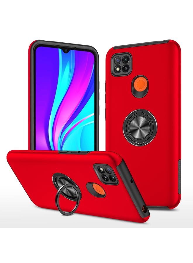 Case For Xiaomi Redmi 9C PC + TPU Shockproof Magnetic Protective Case with Invisible Ring Holder