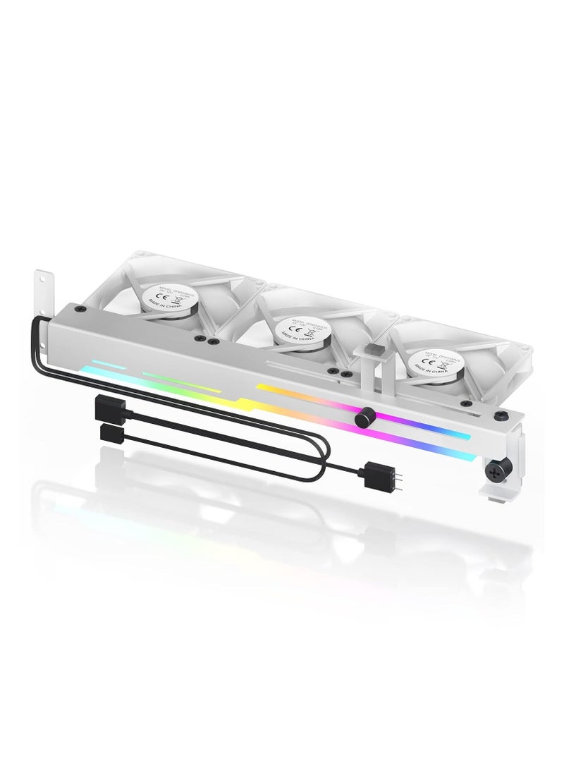 SYOSI Graphics Card Cooler, with ARGB 5V 3Pin LED and Three 80mm Fans, RGB LED Graphics Card Holder, GPU Cooler Easy Installation (White)  - Image 1