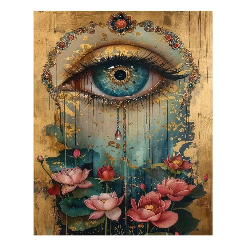 xcemhil Paint by Numbers Kit for Adults Eye, Paint by Number Eye and Lotus, Paint by Numbers Kit for Adults Beginner for Gift and Home Wall Decor 16x20 Inch - Image 1