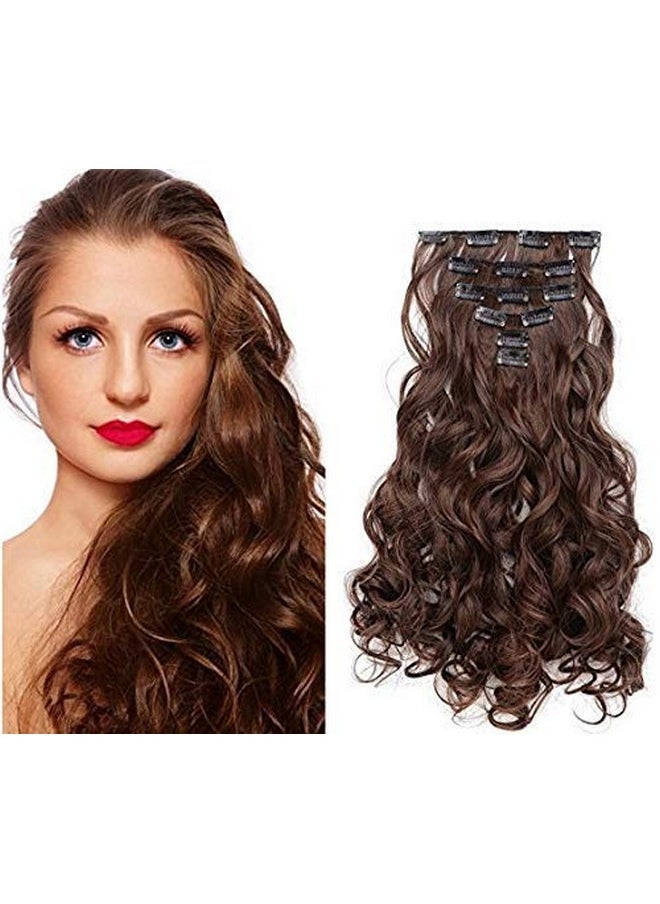 BeatStock Curly Brown 16 Clip 6 Pcs Set Hair Extension For Women And Girls In 24 Inch New Texture  - Image 3