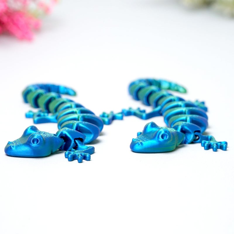 LUYUCUBE 2PCS 3D Printed gecko ModelFlexible Realistic Articulated Animal Fidget ToysMystery Figurines Gifts for EasterExecutive Desk Funny Dcor and Festival CollectibleEaster Basket Stuffers GB - Image 3