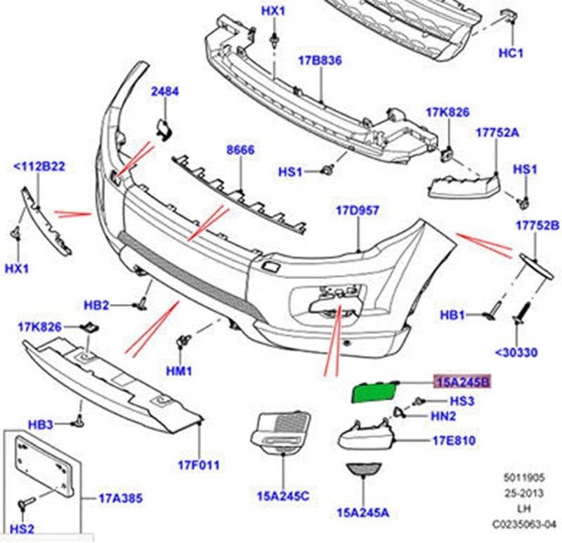 LR035094 LR057397 غطاء الضباب الأمامي الأيسر المتوافق مع لاند روفر رينج إيفوك 2012-2017 - Image 4