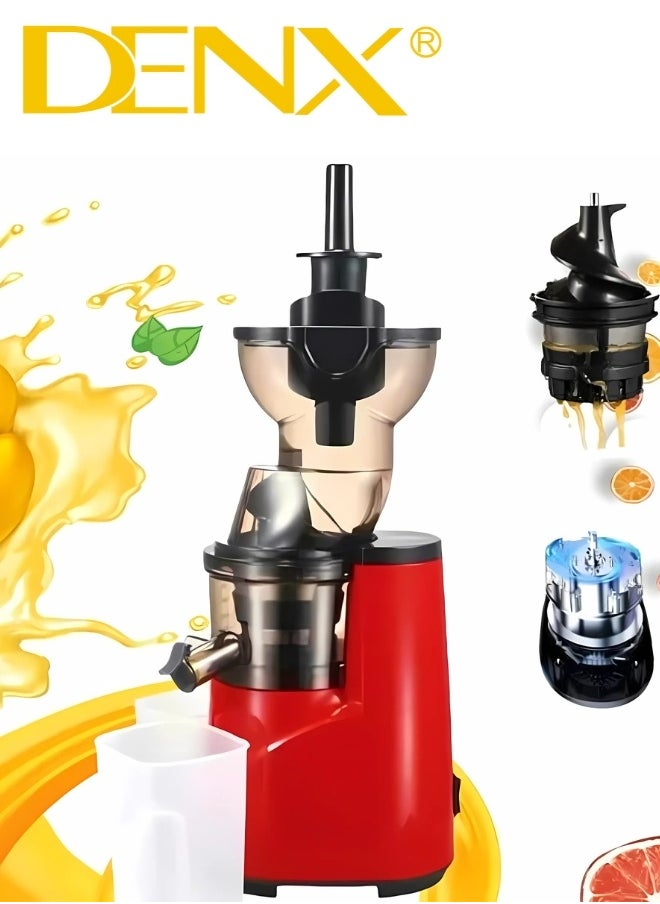 DENX DX3203 Slow Juicer – 1000W Power, 500ml Capacity, Modern Compact Design, Continuous Operation up to 30 Minutes, with Cleaning Brush and Stirring Stick – For Fresh, Healthy, Nutrient-Rich Juices