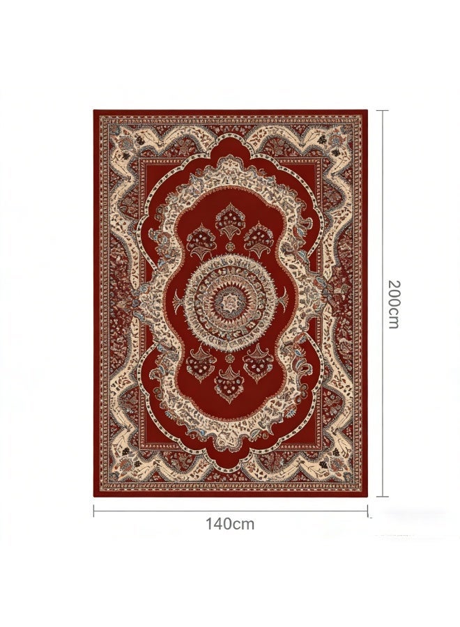 Nordic retro carpet European style living room large area ethnic style Turkish light luxury home style red 140CMX200CM crystal velvet - Image 2