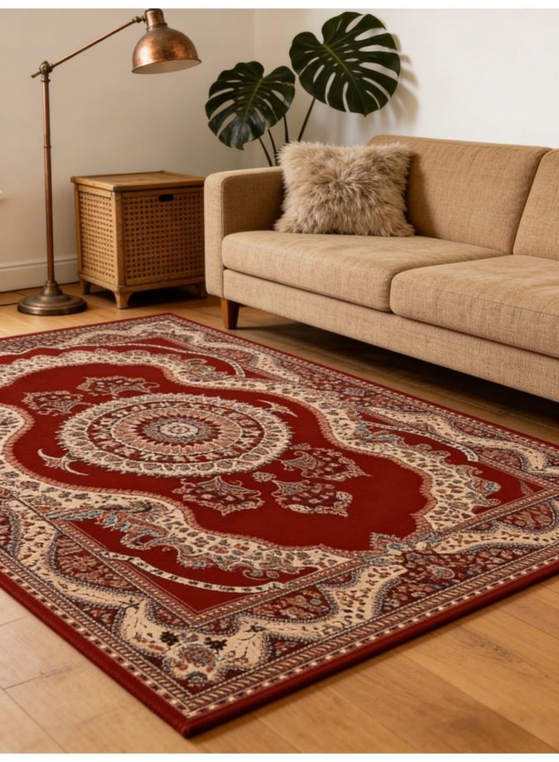 Nordic retro carpet European style living room large area ethnic style Turkish light luxury home style red 140CMX200CM crystal velvet - Image 5