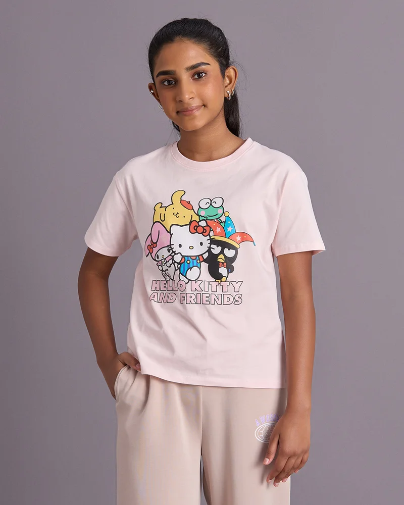 Redtag Senior Girls Pink Hello Kitty And Friends T-Shirt