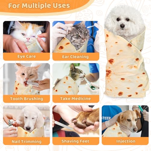 MASHDE 31.5" Large Cat Grooming Wrap for Cutting Nails, Self-Stick Dog Cat Burrito Wrap with Nail Clippers Kit, Soft Tortilla Blanket Pet Tool Gifts for Multifunctional Care Medicine Anti-Escape - Image 3