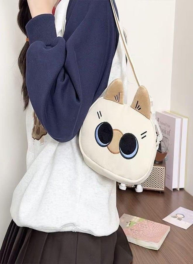 Ueeksry Cute Nylon Siamese Cat Shoulder Bag, Crossbody Bag, Kawaii Animal Purse with Zipper for Women - Image 2