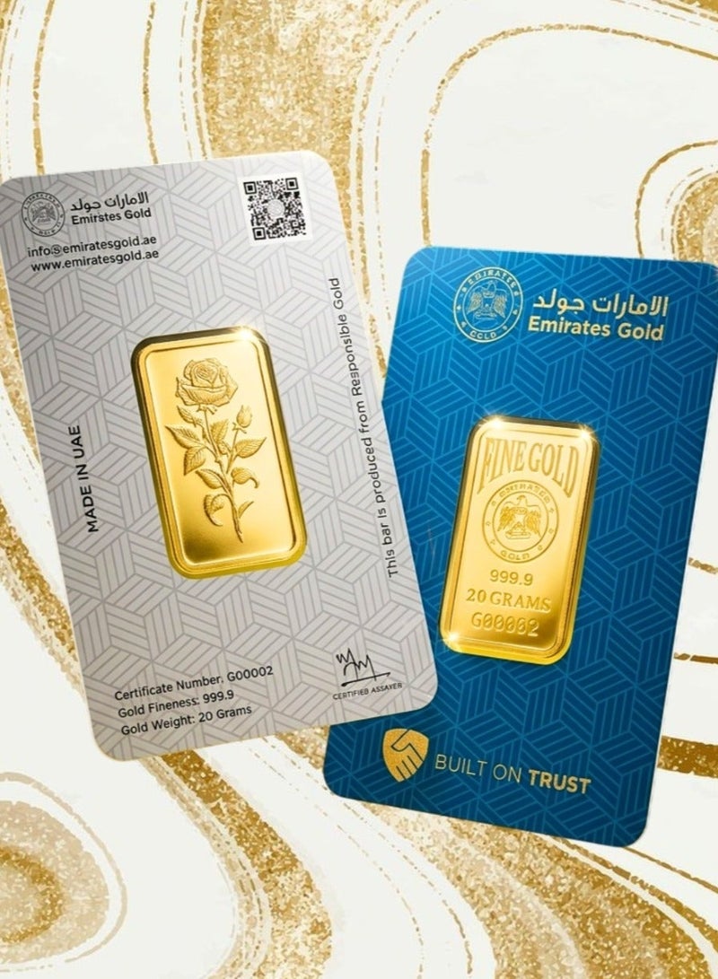 Emirates Gold 20g Gold Bar 24KT Pure 999.9 – Certified Bar-WITH INVOICE - Image 1