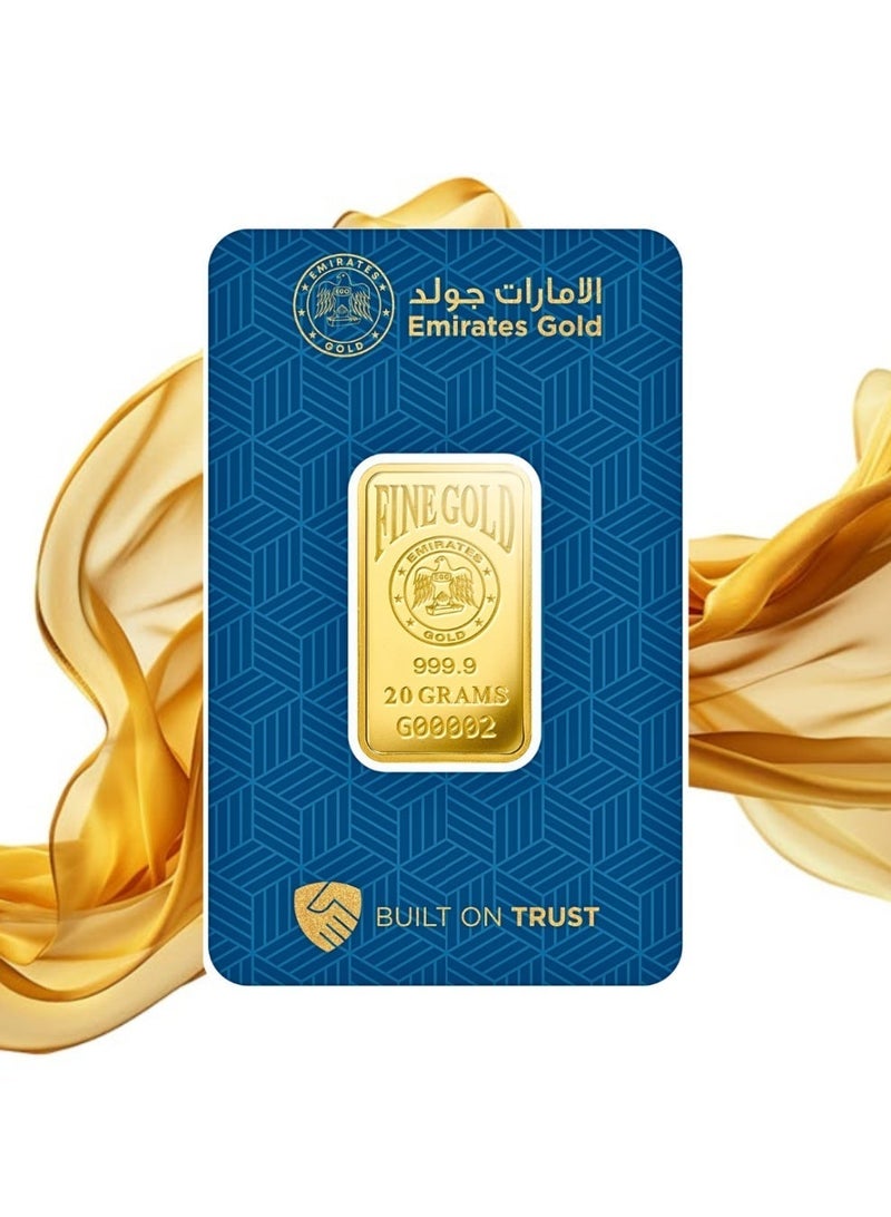 Emirates Gold 20g Gold Bar 24KT Pure 999.9 – Certified Bar-WITH INVOICE - Image 2