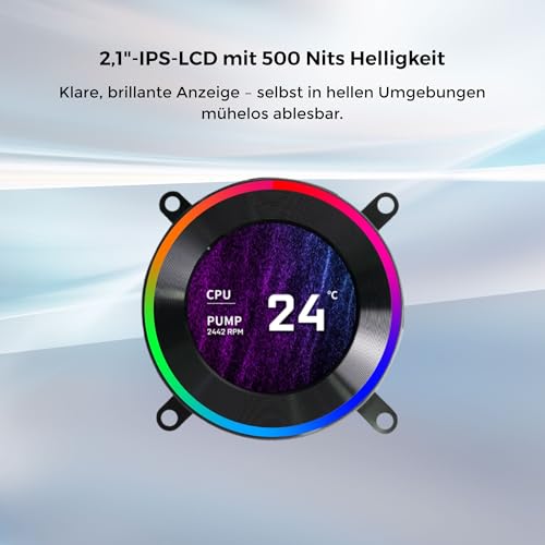 LIAN LI ليان لي هايدروشيفت II إل سي دي-سي 360 تي إل مع مروحة يوني تي إل مبرد سائل لاسلكي - أسود || إنتل : LGA1700 1851 وأيه إم دي : AM4 AM5 (FDB)- G89.GHS2LCD36TB.in - Image 2
