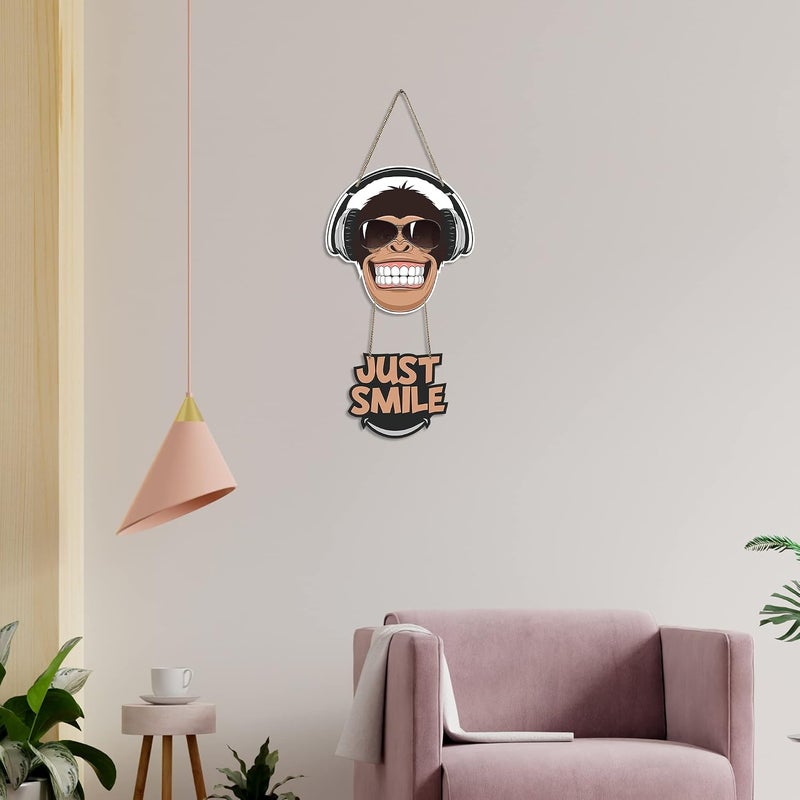 آرتفيب Monkey Smile معلقة حائط خشبية لديكور المنزل | قطع ديكور خشبية | ديكور حديث | قطع معلقة على الحائط للديكور | طباعة فنية جدارية | معلقات فنية | هدايا فريدة (WH_5707N) - Image 3