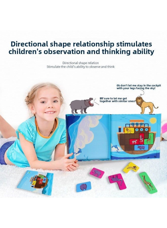 Wooden Magnetic Fun Fantasy Drifting Animal Jigsaw Puzzle Stall Night Market Children's Early Education Enlightenment Toys-Color:Fantasy Drifting - Image 5