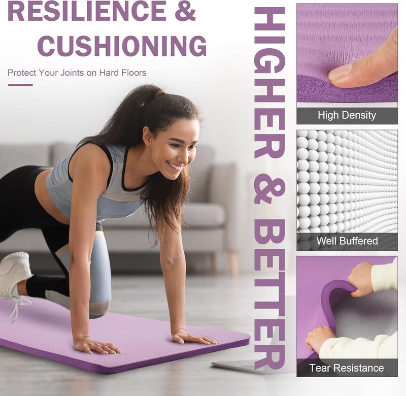 BalanceFrom GoCloud 71x24 Inches Extra Thick Yoga Mat 1-Inch High-Density Foam – Roll-Up Exercise Pad with Double-Sided Non-Slip Surface and Carrying Strap for Pilates and Home Workouts - Image 4