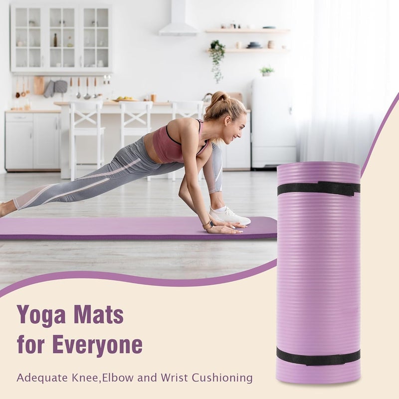 BalanceFrom GoCloud 71x24 Inches Extra Thick Yoga Mat 1-Inch High-Density Foam – Roll-Up Exercise Pad with Double-Sided Non-Slip Surface and Carrying Strap for Pilates and Home Workouts - Image 5