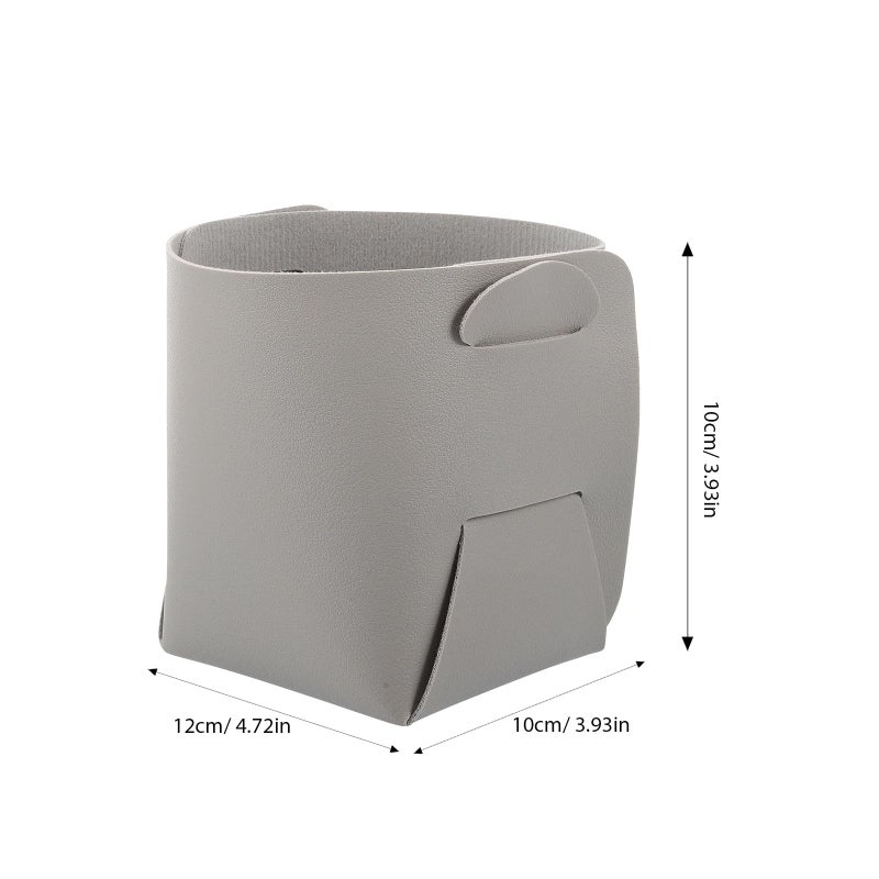 Foldable PVC Leather Storage Box Gray Cosmetic Organizer Tray Key Holder Makeup Brush Organizer - Image 3