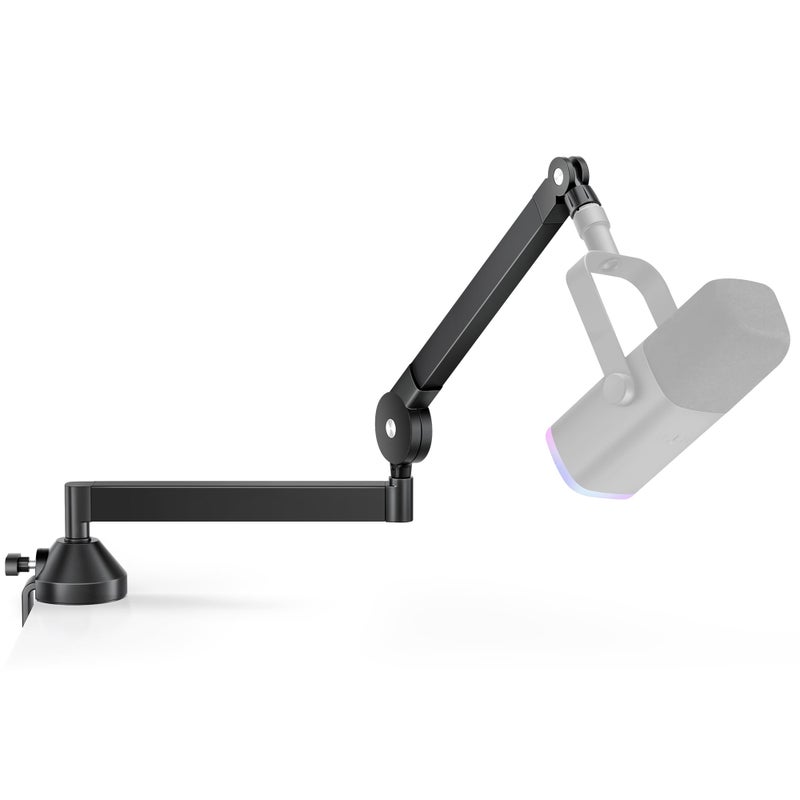 InnoGear ذراع ميكروفون إنوجير منخفض الارتفاع، ذراع ميكروفون دوار 360 درجة لحامل ميكروفون فيفين AM8 K669B بلو يتي هايبر إكس كوادكاست سولو كاست AT2020، مع مشبك ميكروفون 3/8" إلى 5/8"، محول 3/8" إلى 1/4"، أسود - Image 1