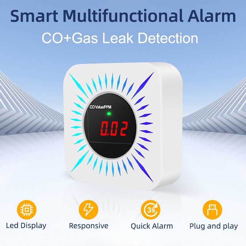 Tuya WiFi CO Combustible Gases Leak Detector Portable Carbon Monoxide Gases Leakage Tester Multifunctional Gases Concentration Tester Household Air Quality Tester APP Remote Alarm Gases Sniffer Test - Image 2