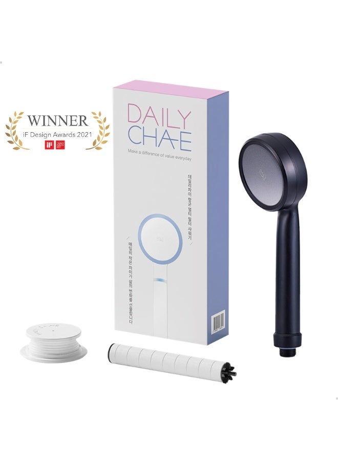 ديلي شا يي رأس دش كوري متعدد الفلاتر (حزمة المحاكمة) - نظام فلتر دش مزدوج - رأس دش عالي الضغط - فلتر المياه لتساقط الشعر - إزالة الكلور (أسود) - Image 1