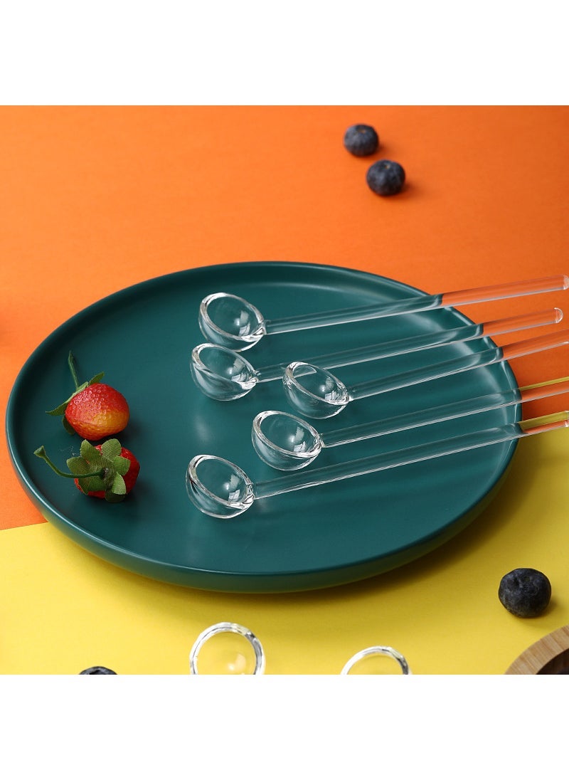Glass spoon High Borosilicate transparent coffee spoon long handle stirring rod household seasoning tank milk powder spoon manufacturers wholesale Transparent 