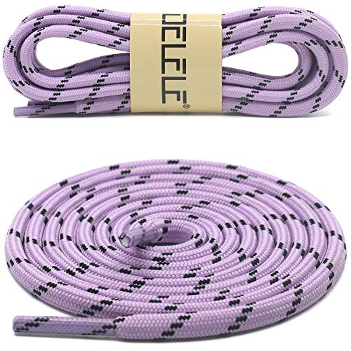 DELELE 2 Pair Round Climbing Shoelaces Light Purple Black Hiking Shoe Laces Boot Laces 49 inch - Image 2