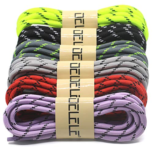 DELELE 2 Pair Round Climbing Shoelaces Light Purple Black Hiking Shoe Laces Boot Laces 49 inch - Image 5