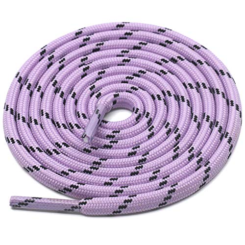 DELELE 2 Pair Round Climbing Shoelaces Light Purple Black Hiking Shoe Laces Boot Laces 49 inch - Image 3