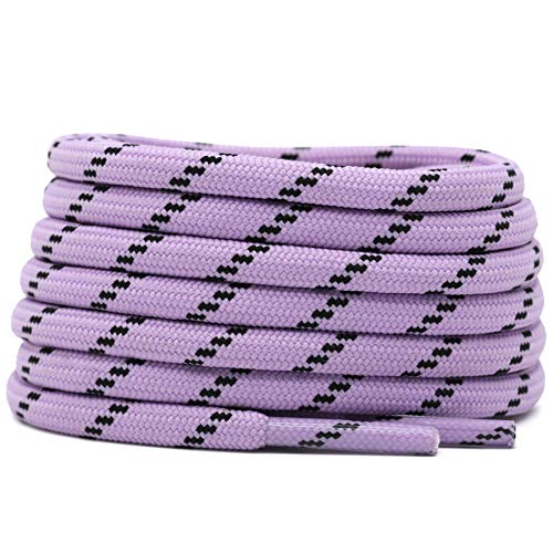 DELELE 2 Pair Round Climbing Shoelaces Light Purple Black Hiking Shoe Laces Boot Laces 49 inch - Image 1