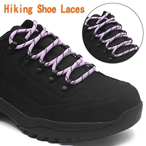 DELELE 2 Pair Round Climbing Shoelaces Light Purple Black Hiking Shoe Laces Boot Laces 49 inch - Image 4