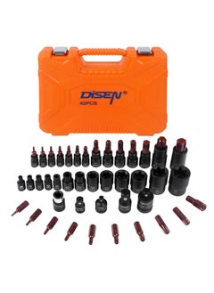 DISEN DISEN 42-Piece Torx Bit Socket Set Female External Socket and Star Bits,CR-V&S2 Alloy Steel, Star T8-T70,E-Torx E4-E24,Star Bits TT10-TT55,Impact Socket Adapter,High Torque for Automotive Mechanic  - Image 1