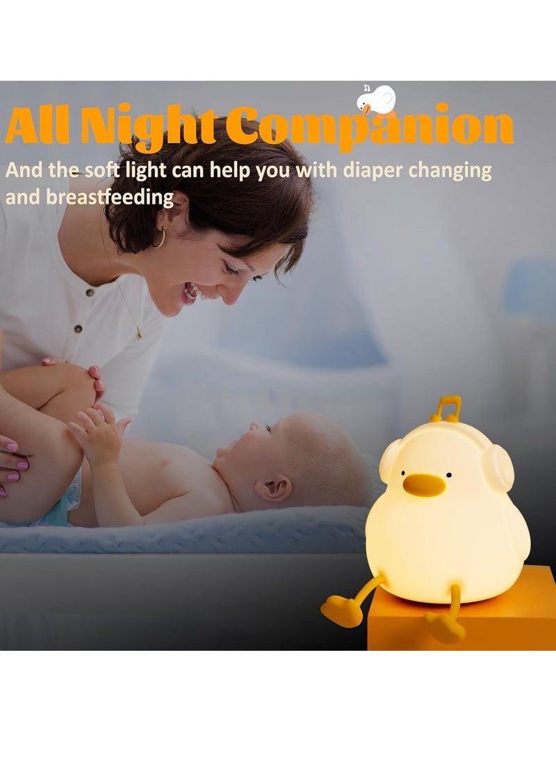 ELTRAZONE Duck Night Light for Kids | Soft Silicone Squishy LED Lamp with Touch Control & Dimming | Rechargeable Cute Bedside Nursery Light & Phone Holder for Boys & Girls | Adorable Gift for Baby Room, Bedroom, Travel & Nighttime Comfort  - Image 5