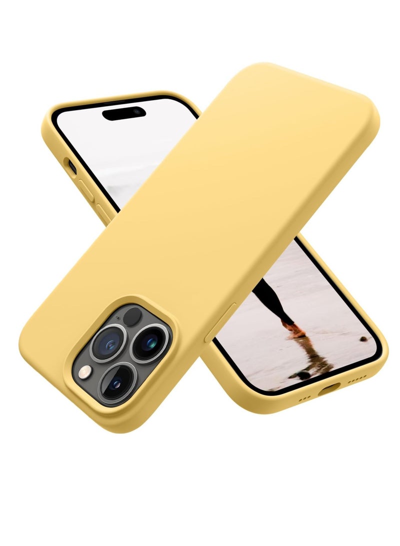 Soft Liquid Silicone Gel Case for iPhone 16 Pro Max - Shockproof Protection in Mustard - Image 1