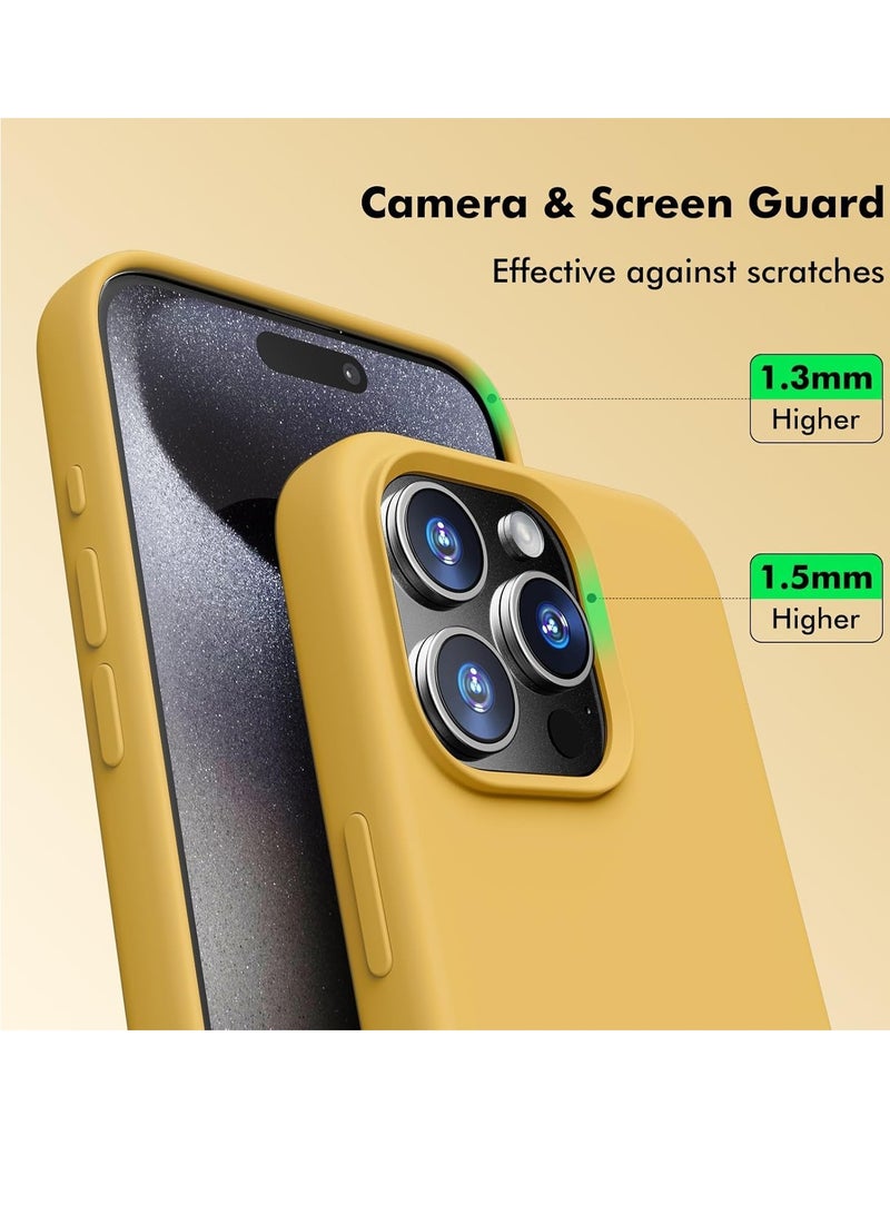 Soft Liquid Silicone Gel Case for iPhone 16 Pro Max - Shockproof Protection in Mustard - Image 4