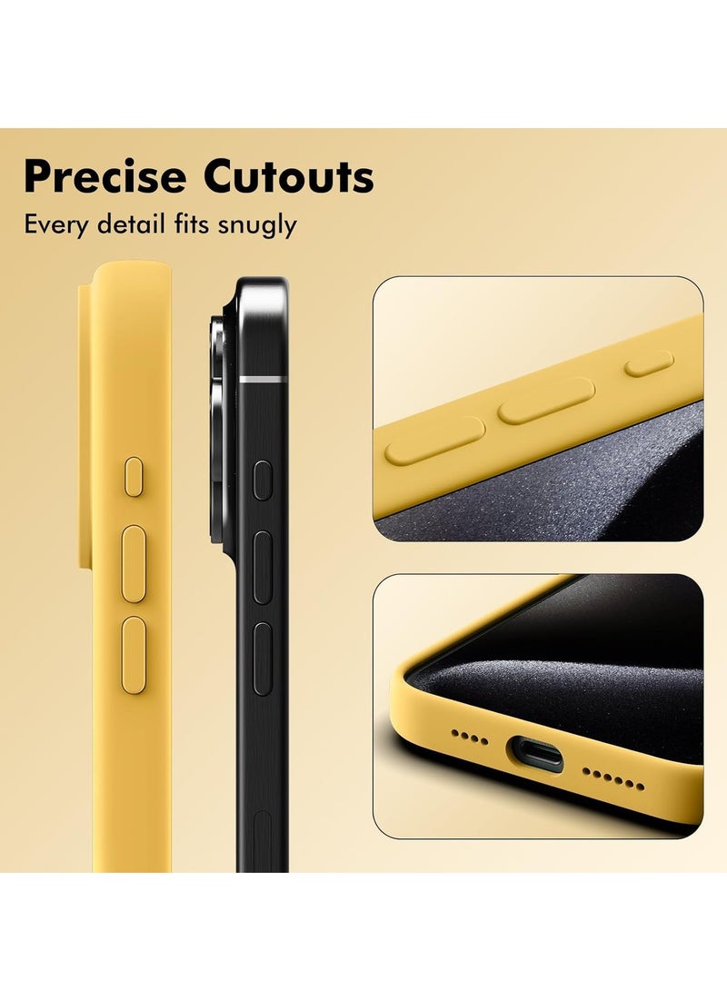 Soft Liquid Silicone Gel Case for iPhone 16 Pro Max - Shockproof Protection in Mustard - Image 5