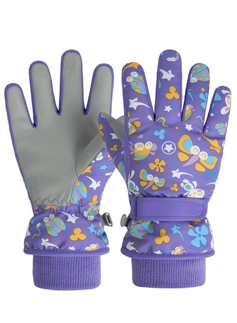 SOLARAE Kids Winter Gloves, Children Warm Stretchy Knitted Cuff Mittens for Boys and Girls Outdoor Sports Ski Cycling Running 4-6 Years - Image 1