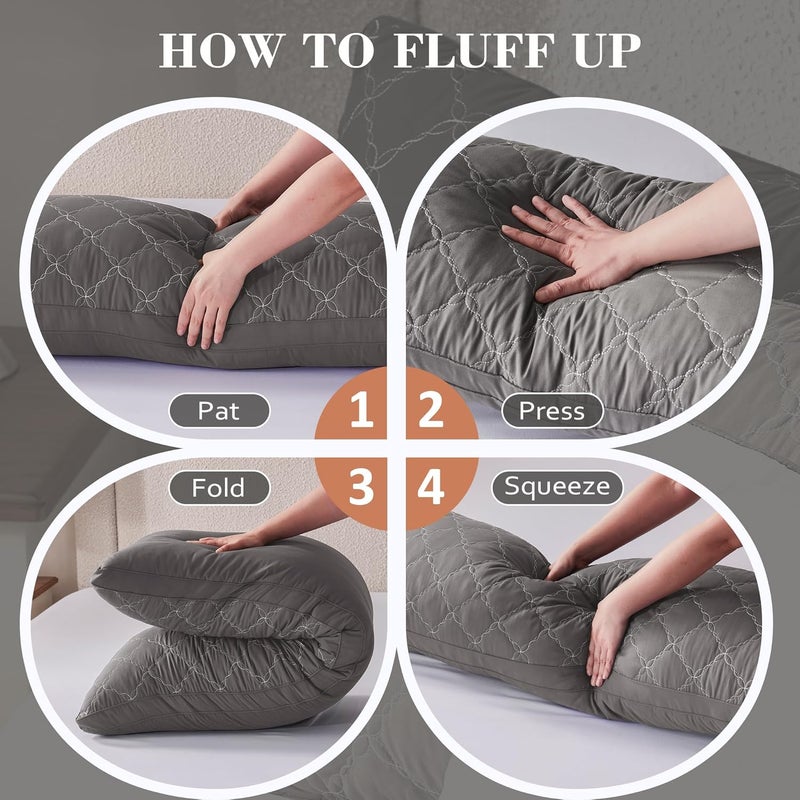 Decroom Memory Foam Body Pillow for Adults, Ultra-Soft Full Body Pillow with Diamond Quilted Cover, Support for Side Sleepers - Machine Washable, 20x54 Inch, Dark Gray - Image 5