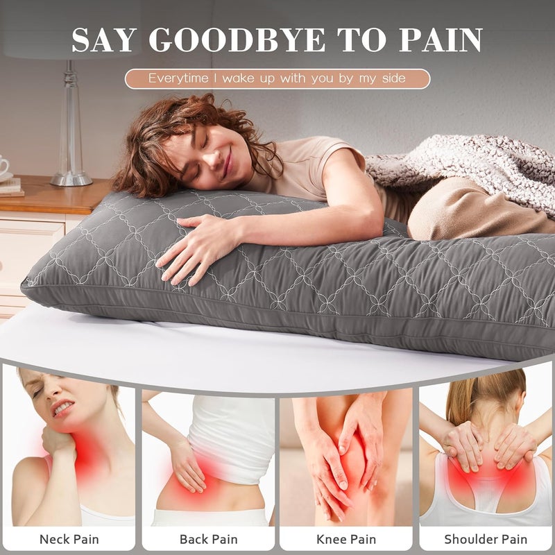 Decroom Memory Foam Body Pillow for Adults, Ultra-Soft Full Body Pillow with Diamond Quilted Cover, Support for Side Sleepers - Machine Washable, 20x54 Inch, Dark Gray - Image 4