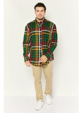 GANT Men Relaxed Fit Plaid Long Sleeves Causal Shirt, Green  - Image 2